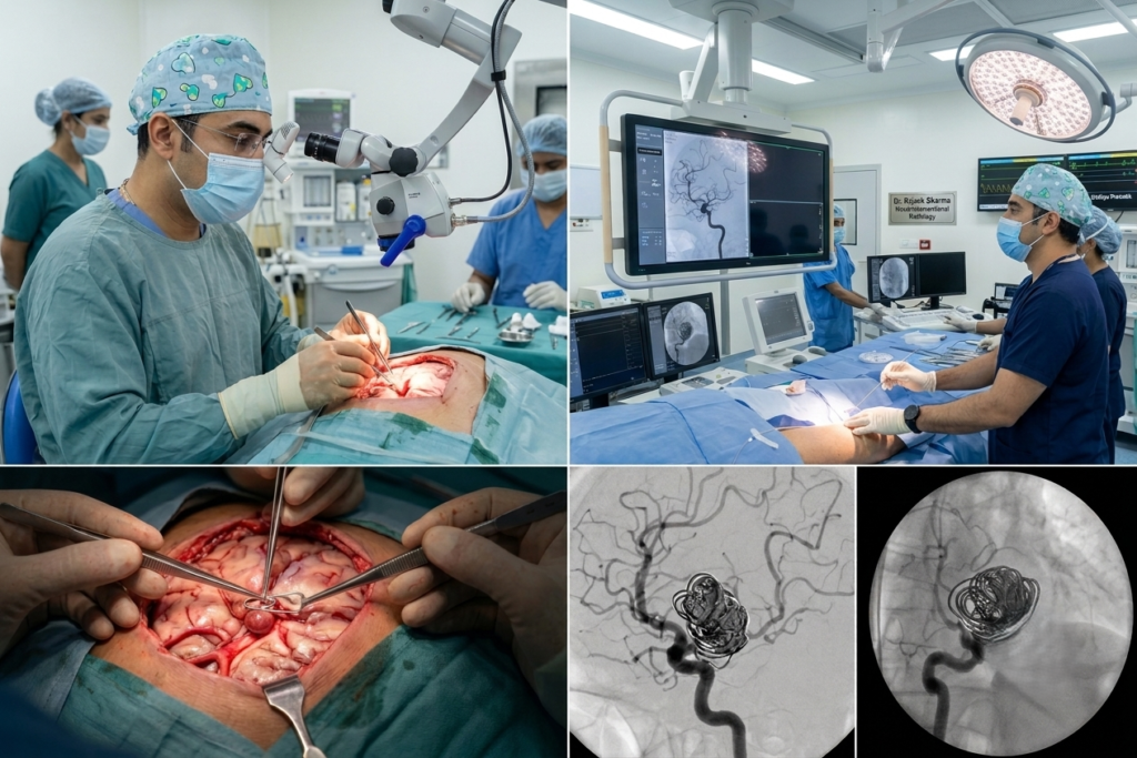 Surgical clipping vs Endovascular coiling